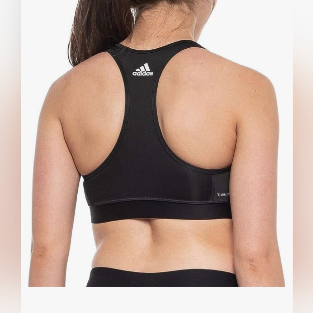 NWOT! Adidas Logo Climatech Black Sports Bra Size S - Picture 3 of 15